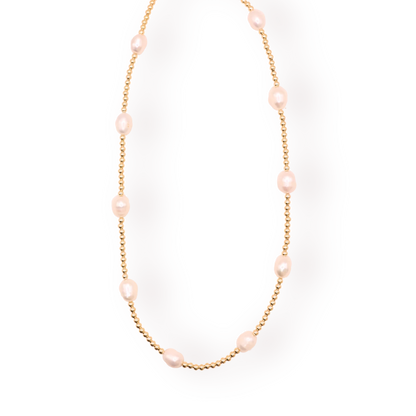 Pearly Poppi Beaded Streth Necklace- 16in