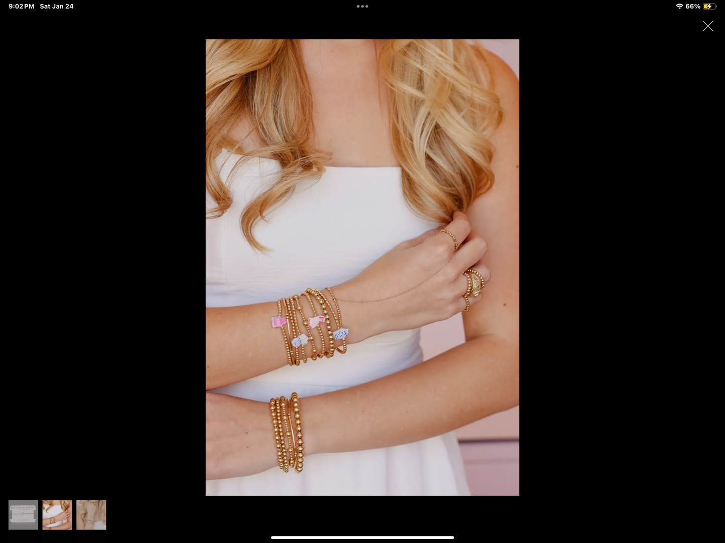 Pink Chinoiserie Pagoda Bracelet on Gold