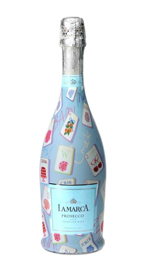 Pastel Blue Mahjong Prosecco Bottle Wrap