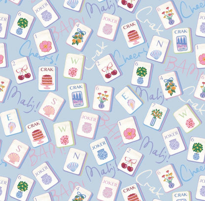 Pastel Blue Mahjong Prosecco Bottle Wrap