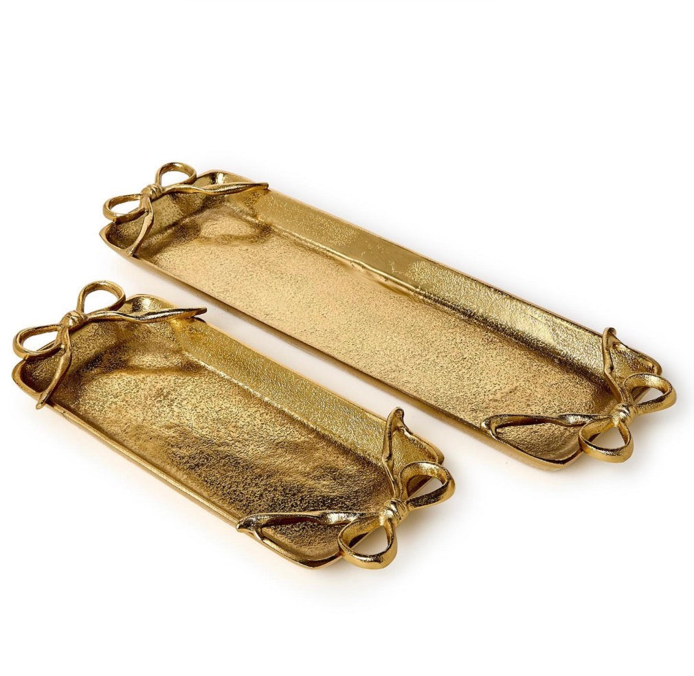 Gold Bow Set of 2 Serving Trays