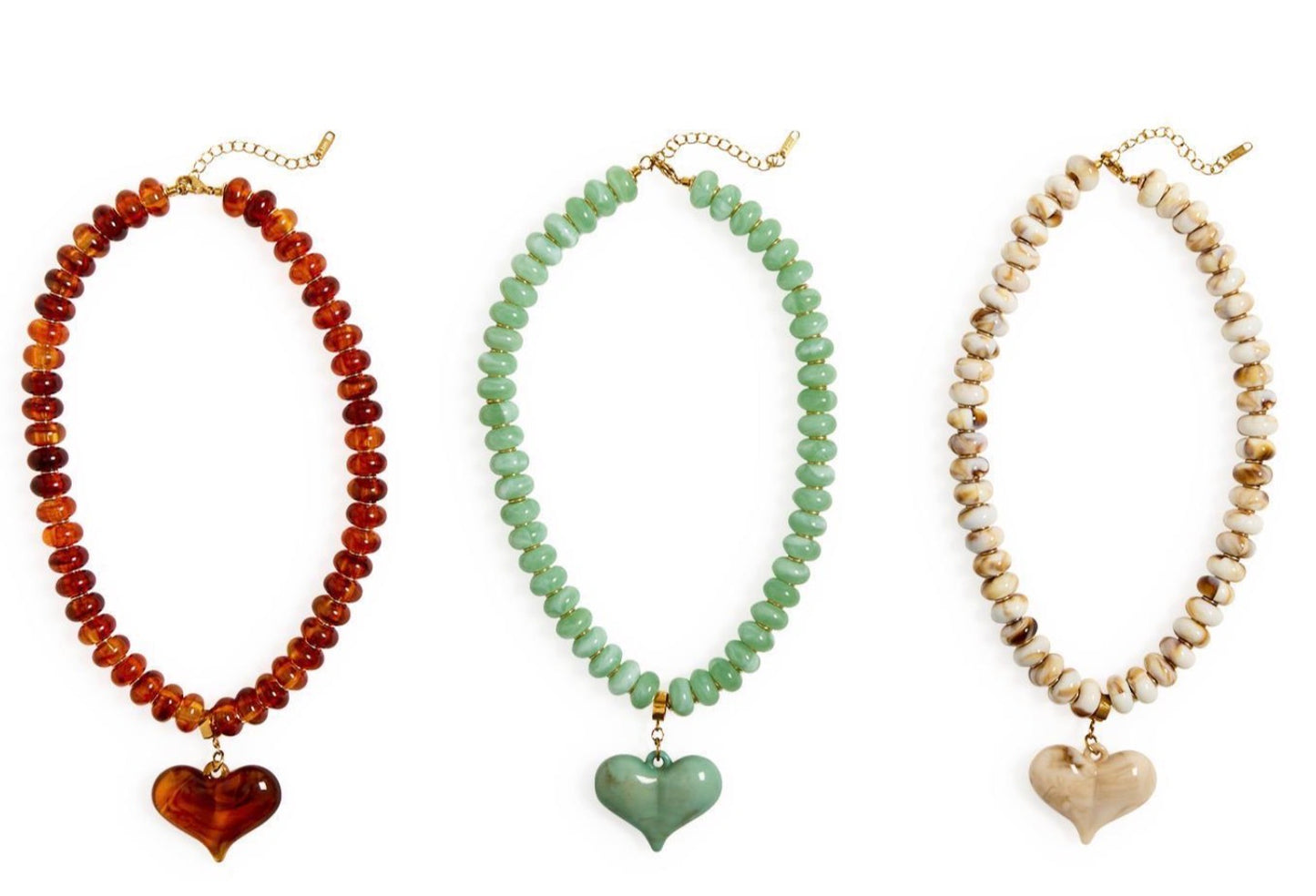 Happy Heart Beaded Necklace with Chunky Heart