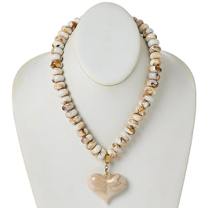 Happy Heart Beaded Necklace with Chunky Heart