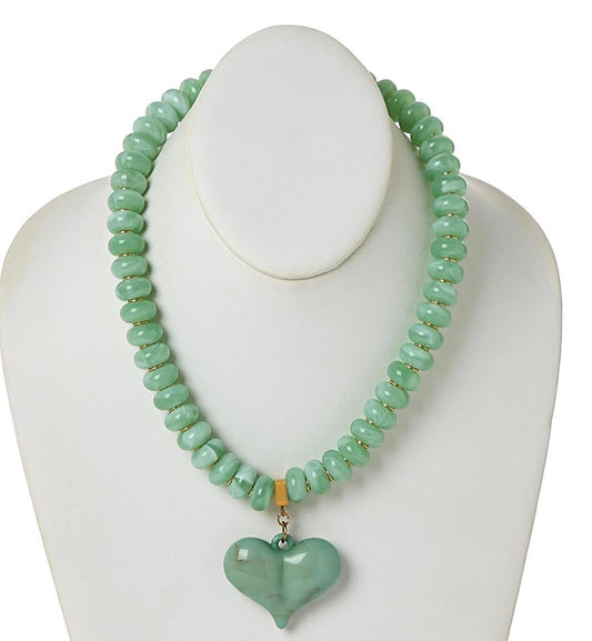Happy Heart Beaded Necklace with Chunky Heart