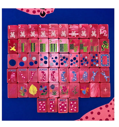 Springtime Safari - Wild Pink Pearl Mahjong Tiles