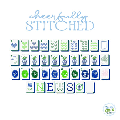 The cheerfully stitched mahjong tiles