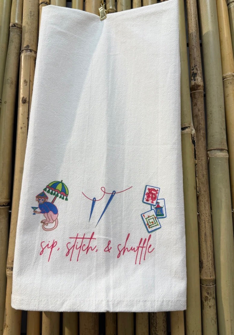 Sip, Stitch, & Shuffle Hand Towel - Mahjong Moxie