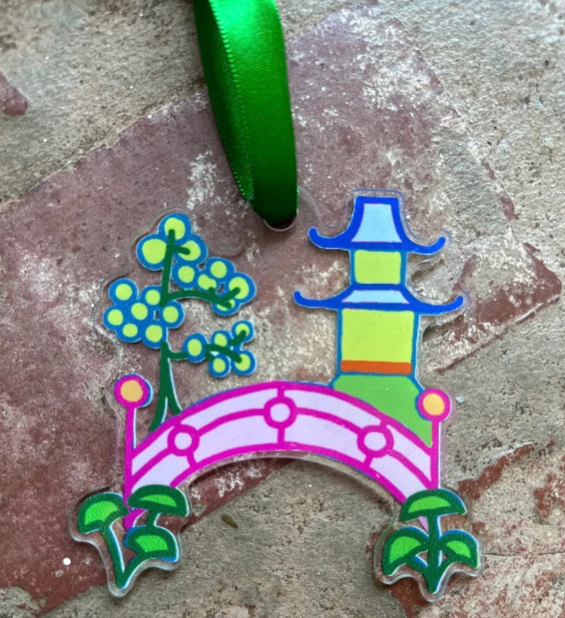 Pagoda Bridge Scene Acrylic Ornament