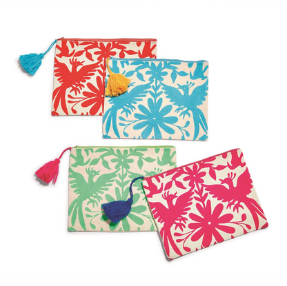 Flora & Fauna Embroidered Multipurpose Pouch Asst. 4 Colors