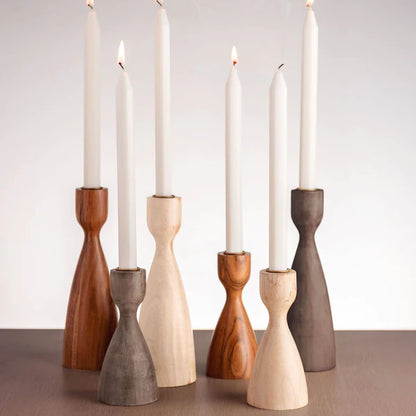 WOOD TURNED CANDLE HOLDER-SMALL BLEACHED