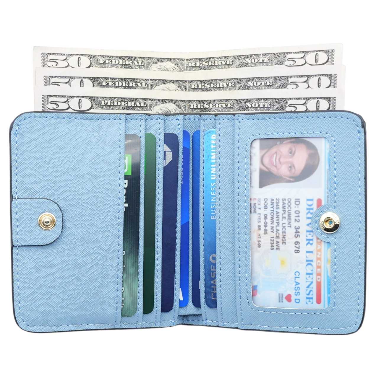 Women's Small Compact Bifold Luxury Wallet With Window ID