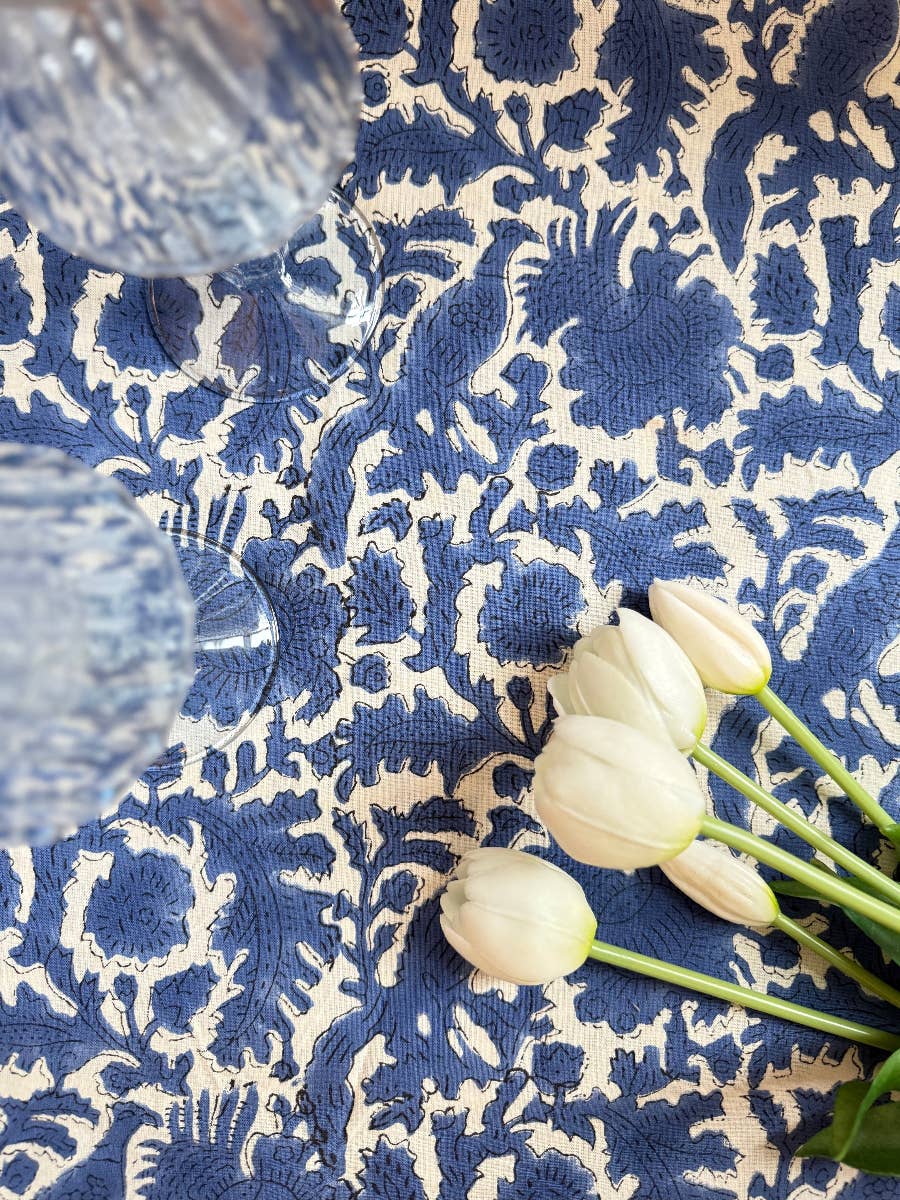 Indigo Pheasant Tablecloth