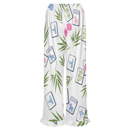 Mahjong Ruffle Pajama Pants | Soft Lounge Pants PJS Palm