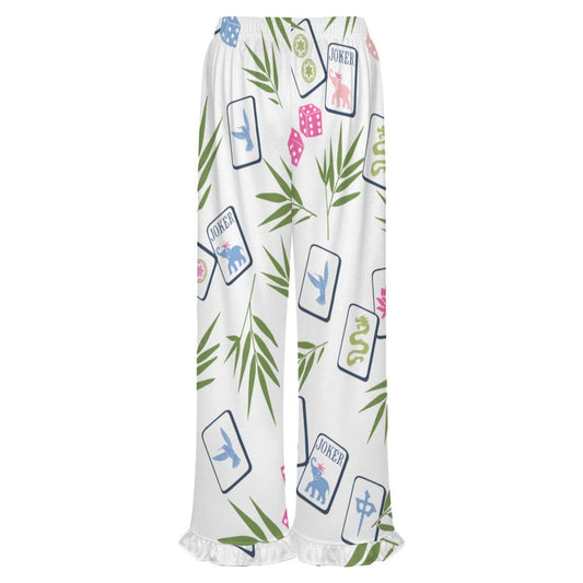 Mahjong Ruffle Pajama Pants | Soft Lounge Pants PJS Palm
