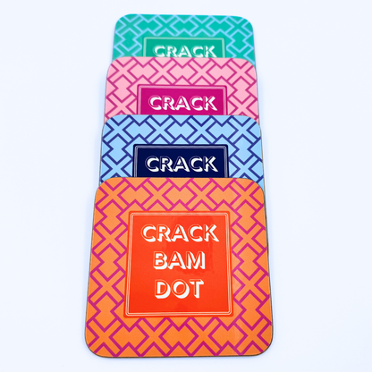 Mahjong Coasters, 4 Set  | Gift or Prize | Green, Pink, Blue, Orange