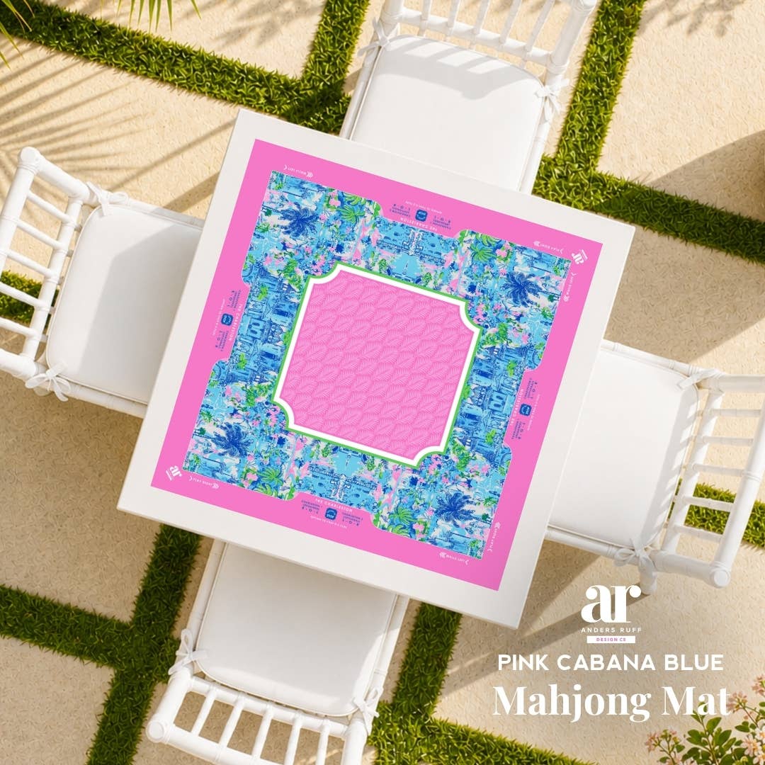 Palm Beach Collection Mahjong Mat | Pink, Blue Non-Neoprene