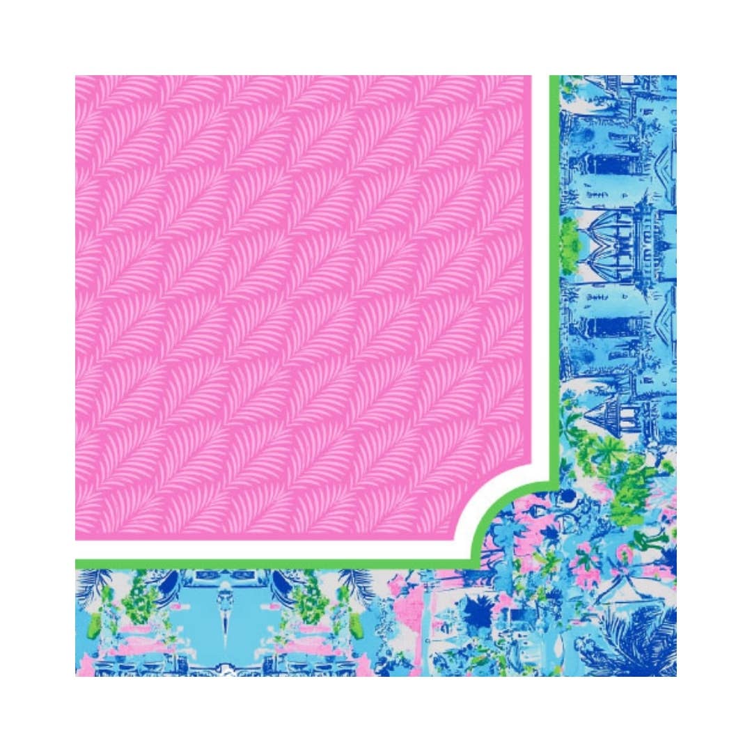 Palm Beach Collection Mahjong Mat | Pink, Blue Non-Neoprene