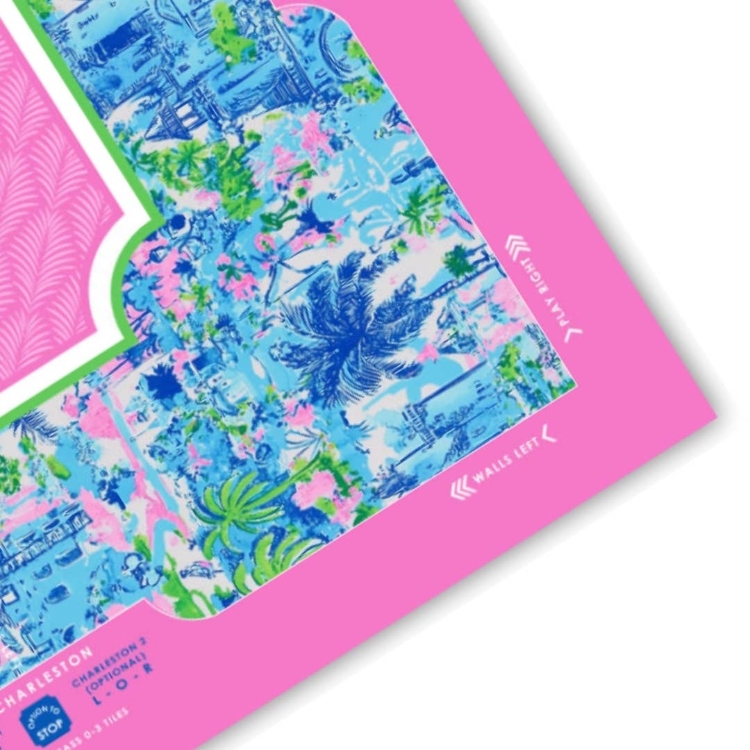 Palm Beach Collection Mahjong Mat | Pink, Blue Non-Neoprene