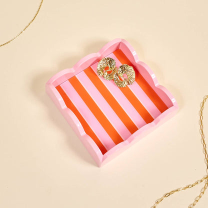 Scallop Trinket Tray–Sicily Stripes Pink