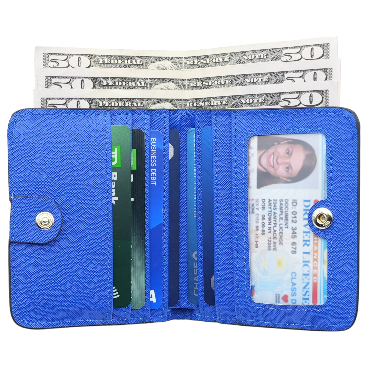Women's Small Compact Bifold Luxury Wallet With Window ID