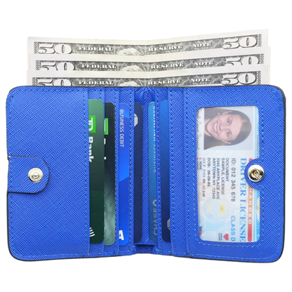 Women's Small Compact Bifold Luxury Wallet With Window ID