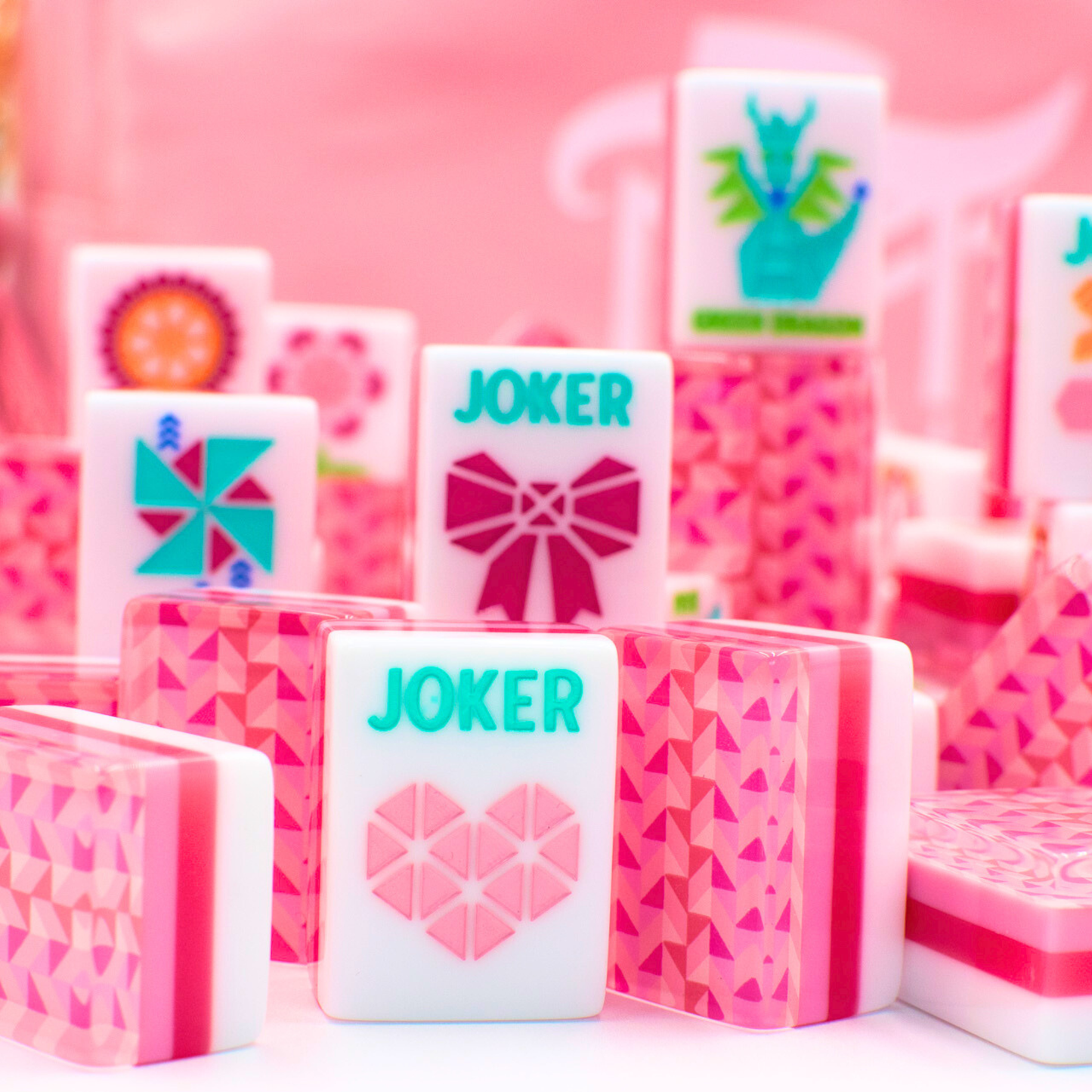 Crystal Prism Pink | Mahjong with Bold Angles and Vibrant Vibes | 1.25" x 0.9" x 0.7"