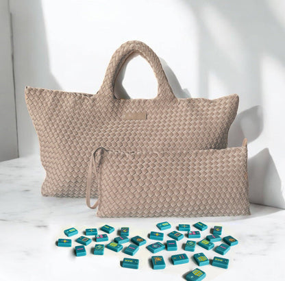 Woven Mahjong Carryall -Peace Love Mahjong