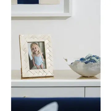 5x7 Bone Woven Photo Frame