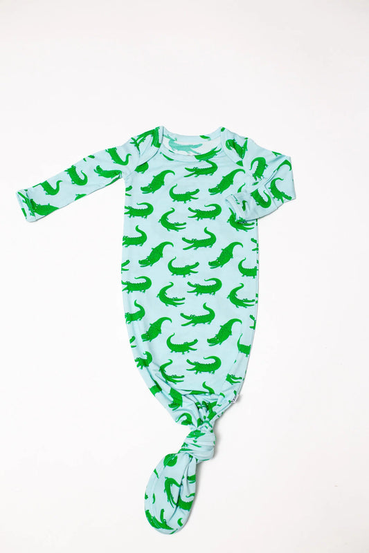 Knotted Gown - Blue Alligators