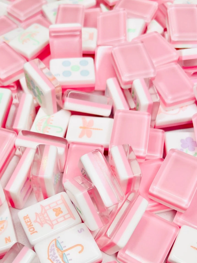 Garden Party Mahjong Tile Set with Mat & Shufflers